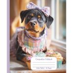 Dog Notebook for Kids Ages 8-12 Wide Ruled Composition Cute Puppy with Bow Journal for Girly Preppy Girls Teens School Supplies Handwriting Middle ... Design Theme Cover Rottweiler Baking Cupcake