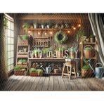 Doğa Dostu Arka Plan, 200X150CM, Bitkiler ve Ahşap Detaylarla Dolu, Stüdyo Fonu
