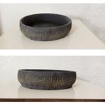 Doğa Garden 2 Adet Beton Aranjman ve Bonsai Saksısı Kare Desen Ağız Çap 25-30 cm Çap Antrasit Gold