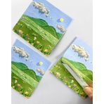 Doğa Temalı Yağlı Boya Yeşil Ova Postit/Sticky Note
