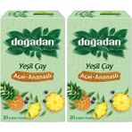 Doğadan Yeşil Çay Açai Ananaslı Bardak Poşey Çay 20 Süzen Poşet Çay 2'li