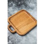 Doğal 1. Sınıf Kare Saplı Servis Tabağı 25x25 cm