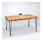 Doğal Ağaç Masif Kütük Masa 60cm x 120cm ( Metal Ayak )