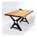 Doğal Ağaç Masif Kütük Masa 90cm x 150cm ( Metal Ayak )