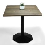 Doğal Ağaç Masif Kütük Masa Yemek Masası (Metal Ayak) 75 cm X 75 cm
