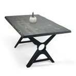 Doğal Ağaç Masif Kütük Masa Yemek Masası (Metal Ayak) 75cm x 185cm