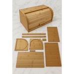 Doğal Ahşap Bambu Ekmeklik DEMONTE Ahşap Ekmek Sepeti, Bambu Ekmek Kutusu (40 x 17 x 27 cm)