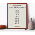 Doğal Ahşap Çerçeve -Boş Çerçeve-Resim Çerçevesi, Poster Puzzle Çerçevesi (Ön Korumalı,postersiz) - Kırmızı - 30x40