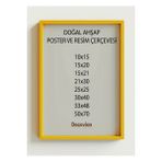 Doğal Ahşap Çerçeve -Boş Çerçeve-Resim Çerçevesi, Poster Puzzle Çerçevesi (Ön Korumalı,postersiz) - Sarı - 10x15