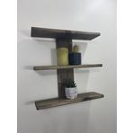 Doğal Ahşap Dekoratif Minimal Duvar Rafı,3 Katlı Vintage, Ceviz