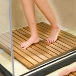 Doğal Ahşap Duş Paspası Kaymaz Dış Mekan Spa Banyo Halısı Çevre Dostu ve Modern Drenaj Koruyucu Nefes Alan Zemin Paspası (50x100 cm/20x39 inç)