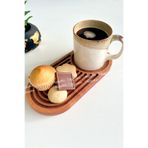 Doğal Ahşap Kahve Sunumluğu – Gökkuşağı Desenli Servislik | Kayın Ağacı 24X15 cm
