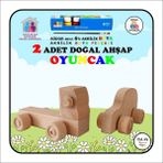 Doğal Ahşap Küçük Kamyon ve Araba Oyunu, Akrilik Boya Seti - Seçenek 1 - Ahşap - Ceviz