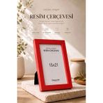 Doğal Ahşap Modern Ayaklı Tekli Fotoğraf Çerçevesi - Kırmızı Renkli Masaüstü Çerçeve- Boş Resimsiz - 15x21