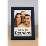Doğal Ahşap Modern Ayaklı Tekli Fotoğraf Çerçevesi - Renkli Masaüstü Çerçeve- Boş Resimsiz - Lacivert - 10x15