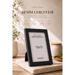 Doğal Ahşap Modern Ayaklı Tekli Fotoğraf Çerçevesi - Siyah Renkli Masaüstü Çerçeve- Boş Resimsiz - 10x15