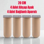 Doğal Ahşap Silindir Ayak 20 cm Set Mobilya Koltuk Kanepe Sehpa Masa Ayağı Ayakları 4 Adet - 1