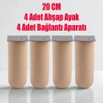 Doğal Ahşap Silindir Ayak 20 Cm Set Mobilya Koltuk Kanepe Sehpa Masa Ayağı Ayakları 4 Adet