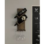 Doğal Ahşap Vintage Şaraplık, 2 Şişe 2 Kadeh Bölmeli Ahşap Şaraplık Ceviz