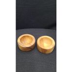 Doğal Ahşap Yuvarlak Mumluk ve Çerezlik Kase Takımı, 2'li Set, Kahverengi, Sofra Sunum Kabı