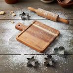 Doğal Akasya Ahşap Dikdörtgen Sunum Tahtası Servis Tepsisi – 23X17 Cm Kahve Yanı, Peynir Kahvaltılık Sunumluk (Kare Formlu Estetik Tasarım)