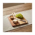 Doğal Akasya Ahşap Kare Sunum Tahtası ve Servis Tepsisi – 28.5X21 cm Özel Motif Desenli ve Kulplu Peynir Tabağı, Kenarlı Kahve Sunumluk - Kestane Akaju - Option-1