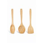 Doğal Bambu Ahşap Mutfak Kaşık ve Spatula Seti, Isıya Dayanıklı, Tava Çizmeyen, Ergonomik Saplı, Çevre Dostu Ahşap Mutfak Gereçleri, Kızartma, Sote, Makarna ve Yemek Karıştırma İçin Uygun 3’lü Set