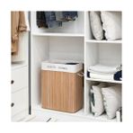 Doğal Bambu Katlanabilir Kirli Çamaşır Sepeti, Yıkanabilir Çıkarılabilir Astar Torbalı, Sele Görünümlü Şık ve Dayanıklı Çamaşır Sepeti, Kapaklı ve Ergonomik Tasarım (2 Bölmeli)