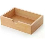 Doğal Bambu Peçetelik Çok Amaçlı Organizer Kutu - 18.5X12.5x5 Cm Masaüstü Banyo Düzenleyici Ahşap Stand