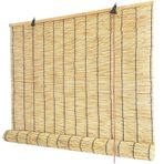 Doğal Bambu Stor Perde Pencere ve Teras için Roma Tonları, Kolay Kurulum Havalandırma ve Güneş Koruması 105x170 cm Siyah Çizgi Dış Mekan Tonları