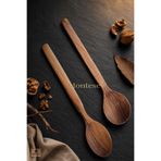 Doğal Ceviz Ağacı Ahşap Tahta Kaşık Spatula Seti Ağaç Kaşık (2li Set)