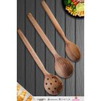Doğal Ceviz Ağacı Ahşap Tahta Kaşık Spatula Seti Ağaç Kaşık (3 Lü Set) Mnt4