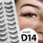Doğal Görünümlü Ipek Bütün 10LU Takma Kirpik Seti- 10 Çift Gerçek Takma Kirpik- Model: D14 - --