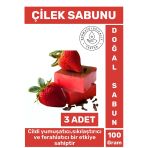 Doğal Güzel Kokulu Cilt Yumuşatıcı Ferahlatıcı Lekeli Kuru Cilt İçin Organik Çilek Sabunu 3 Adet