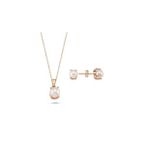 Doğal İnci Küpe Kolye İkili Set (Rose)