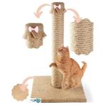 Doğal Jüt Halatlı Kedi Tırmalama Direği, Pembe Papyon