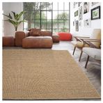 Doğal Jüt Sisal Parça Halı - Yatak Odası ve Balkon Dekoru için El Yapımı Modern Yolluk, Kedi Scratcher Mat, Katı Bordür, Toksik Olmayan Elyaf, Bej - Çevre Dostu Ev Dekoru