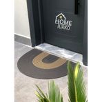 Doğal Jüt Yarım Daire Kapı Önü Paspası | Kaymaz Tabanlı | Doğal El Dokuma | Şık ve Dekoratif D paspas (Kapı Girişleri, Banyo ve Balkon Kullanımı İçin) (Gri-Hasır, 60 * 90)