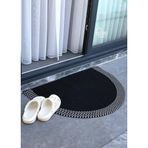 Doğal Jüt Yarım Daire Kapı Önü Paspası | Kaymaz Tabanlı | Doğal El Dokuma | Şık ve Dekoratif D paspas (Kapı Girişleri, Banyo ve Balkon Kullanımı İçin) (Siyah, 50 * 70)