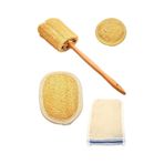 Doğal Kabak Lifi Yüz + Vücut + Sırt Banyo Hamam Kesesi 4'lü krem