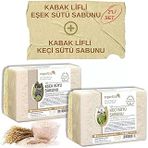 Doğal Kabak Lifli Eşek Sütü Sabunu Kabak Lifli Keçi Sütü Sabunu 2'Li Set