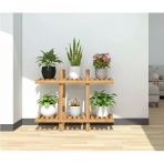 Doğal Köknar Ahşap 2 Katlı Dekoratif Çiçeklik - 100X100 Cm Derinlik 25 Cm Büyük Boy Saksı Standı
