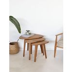 Doğal Masif Ahşap Damla Sehpa Seti - 3'lü Zigon Set Modern ve Minimalist Sehpa Takımı (KAYIN)