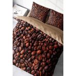 Doğal Pamuk Çift Kişilik 3D Digital Coffee Duvet Nevresim Takımı - Kahverengi - Standart