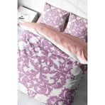 Doğal Pamuk Çift Kişilik 3D Digital Pink Damask Nevresim Takımı - Mor - Standart