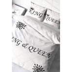 Doğal Pamuk Çift Kişilik 3D Digital White King-Queen Nevresim Takımı - Beyaz - Standart