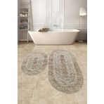 Dogal Pamuklu Spagetti Oval Vizon 2Li Banyo Paspasi Seti Banyo Halisi Klozet Takimi