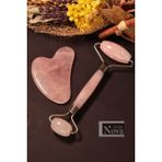 Doğal Pembe Kuvars Gua Sha Yüz Masaj Taşı Roller - Cessnova - Açık Pembe