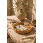 Doğal Rattan Görünümlü Yuvarlak Kahve Sunum Tepsisi-25cm