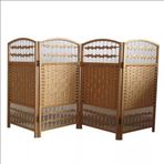 Doğal Rattan Kreş Ekran Bölücü - 4 Panel Katlanabilir Oyun Alanı Çit Hareketli Çocuk Odası Bölücü 120x160cm Şık ve Fonksiyonel Bebek Güvenliği Çözümü